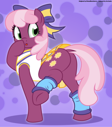Size: 4500x5100 | Tagged: safe, artist:an-tonio, artist:brianblackberry, color edit, derpibooru exclusive, edit, cheerilee, earth pony, pony, absurd resolution, bottomless, bow, butt, cheeribetes, cheerileeder, cheerleader, clothes, colored, cute, dock, female, flowerbutt, mare, moe, partial nudity, plot, raised tail, skirt, skirt lift, solo, tail, technically an upskirt shot