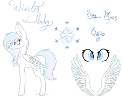 Size: 1024x819 | Tagged: safe, artist:daringpineaple, derpibooru import, oc, oc only, oc:winter lullaby, pegasus, pony, reference sheet