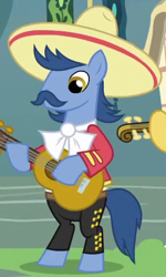 Size: 280x467 | Tagged: safe, derpibooru import, screencap, earth pony, pony, it ain't easy being breezies, background pony, male, mariachi, musical instrument, solo, stallion, unnamed pony