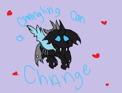 Size: 1280x981 | Tagged: safe, artist:frostlinewolf12345, derpibooru import, thorax, changeling, the times they are a changeling, a changeling can change, blushing, floppy ears, heart, solo