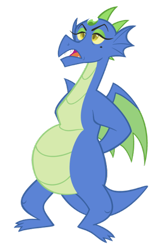Size: 400x618 | Tagged: safe, artist:queencold, derpibooru import, oc, oc only, oc:frazzle, dragon, cross-eyed, dragon oc, dragoness, pregnant, simple background, solo, teen pregnancy, teenaged dragon, transparent background