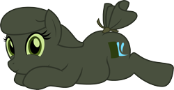 Size: 2093x1079 | Tagged: safe, artist:badumsquish, derpibooru exclusive, oc, oc only, object pony, original species, pony, chubby, female, looking at you, ponified, prone, sandbag, sandbag pony, simple background, smiling, solo, tail wrap, transparent background