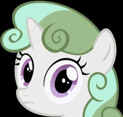 Size: 394x375 | Tagged: safe, color edit, derpibooru import, edit, sweetie belle, animated, frown, gif, looking at you, solo, stare, sweetie belle's stare