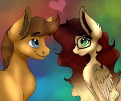 Size: 1024x854 | Tagged: safe, artist:quarake, derpibooru import, oc, oc only, oc:brendan, oc:hanners, anniversary art, colorful, couple, cute, love, male, straight