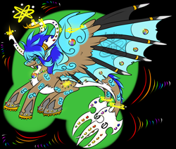 Size: 1300x1102 | Tagged: safe, artist:sapphirus, derpibooru import, oc, oc only, dragon, hybrid, pony, colorful, divine, dragoness, elemental, female, gem, goddess, horns, mare, mary sue, mix, overpowered, ponified, solo