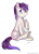 Size: 624x859 | Tagged: safe, artist:meewin, derpibooru import, oc, oc only, oc:solly, earth pony, pony, looking back, simple background, sitting, solo