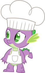 Size: 5293x8580 | Tagged: safe, artist:chrzanek97, derpibooru import, spike, dragon, a bird in the hoof, absurd resolution, chef's hat, fangs, hat, male, simple background, solo, transparent background