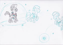 Size: 1743x1265 | Tagged: safe, artist:egg_roll, derpibooru import, ekko, league of legends, ponified, solo, traditional art