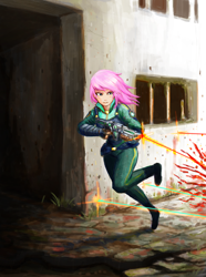 Size: 1476x1989 | Tagged: safe, artist:dzetawmdunion, derpibooru import, human, gun, solo, weapon