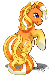 Size: 1001x1515 | Tagged: safe, artist:anscathmarcach, derpibooru import, oc, oc only, oc:candy corn cascade, g3, rearing, simple background, solo, transparent background