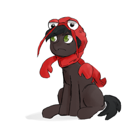 Size: 896x904 | Tagged: safe, derpibooru import, oc, oc only, oc:lister, lobster, clothes, dog fort, hat, lobster dad, pony town, solo