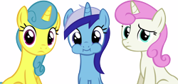 Size: 16242x7748 | Tagged: safe, artist:cyanlightning, derpibooru import, lemon hearts, minuette, twinkleshine, .svg available, absurd resolution, puffy cheeks, simple background, transparent background, vector