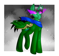 Size: 2419x2316 | Tagged: safe, artist:flamycrystal, derpibooru import, oc, oc only, oc:frost d. tart, alicorn, pony, alicorn oc, blizzard, clothes, corrupted, dark magic, implied king sombra, magic, scarf, snow, snowfall, solo, sombra eyes