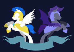 Size: 1544x1093 | Tagged: safe, artist:28gooddays, derpibooru import, bat pony, pegasus, pony, duo, minimalist, night guard, royal guard, silhouette