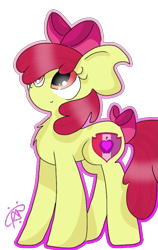 Size: 579x915 | Tagged: safe, artist:thepegasisterpony, derpibooru import, apple bloom, adult, bow, cutie mark, hair bow, older, simple background, solo, tail bow, the cmc's cutie marks, transparent background