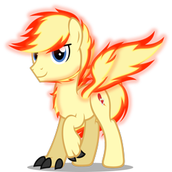 Size: 1381x1381 | Tagged: safe, artist:zacatron94, derpibooru import, oc, oc only, oc:fire wing, hybrid, claws, fiery wings, mane of fire, solo