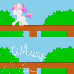 Size: 700x700 | Tagged: safe, artist:planetkiller, derpibooru exclusive, derpibooru import, sweetie belle, pony, behaving like a cat, comic, cute, falling, funny, railing, solo