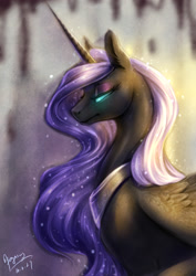 Size: 2480x3507 | Tagged: safe, artist:begasus, derpibooru import, nightmare moon, meditation, solo