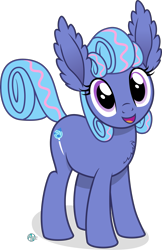 Size: 1865x2871 | Tagged: safe, artist:arifproject, oc, oc only, oc:sapphire lollipop, earth pony, pony, chest fluff, cute, cutie mark, ear fluff, impossibly large ears, looking at you, open mouth, simple background, smiling, solo, transparent background, vector