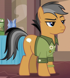 Size: 800x885 | Tagged: safe, derpibooru import, screencap, quibble pants, pony, stranger than fan fiction, unimpressed