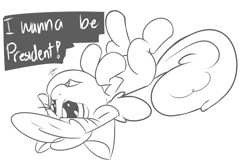 Size: 3300x2121 | Tagged: safe, artist:leadhooves, derpibooru import, apple bloom, friendship is witchcraft, floppy ears, lineart, monochrome, president, solo