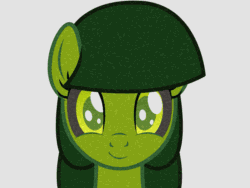 Size: 1265x950 | Tagged: safe, artist:badumsquish, derpibooru exclusive, oc, oc only, oc:elkie.exe, original species, animated, black sclera, blinking, bust, computer virus, computer virus pony, cute, error, female, gif, glitch, gray background, looking at you, portrait, simple background, smiling, solo, static, when you see it