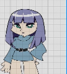 Size: 509x562 | Tagged: safe, artist:theanimefanz, derpibooru exclusive, derpibooru import, maud pie, blue line, grid, pixel art, template