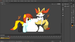 Size: 1360x768 | Tagged: safe, artist:raindashesp, derpibooru import, adobe animate, braixen, pokémon, screenshots, wip