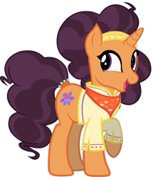 Size: 887x1001 | Tagged: safe, artist:thunder-blur, derpibooru import, saffron masala, pony, unicorn, spice up your life, ear piercing, earring, female, jewelry, mare, open mouth, piercing, raised hoof, simple background, solo, transparent background, vector