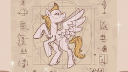 Size: 1920x1080 | Tagged: safe, derpibooru import, screencap, pegasus, pony, top bolt, anatomy, anatomy lesson, chart, formula, math, solo, vitruvian man