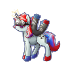 Size: 3000x3000 | Tagged: safe, artist:bean-sprouts, derpibooru import, crossover, magneton, pokémon, ponified, simple background, solo, transparent background