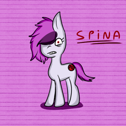 Size: 500x500 | Tagged: safe, artist:jodi sli, derpibooru import, oc, oc only, oc:spina, lined paper, looking at you, nervous, purple background, shadow, simple background, solo