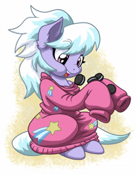 Size: 1275x1650 | Tagged: safe, artist:latecustomer, derpibooru import, cloudchaser, pegasus, pony, clothes, cookie, cute, cutechaser, eating, food, oreo, oversized clothes, puffy cheeks, solo, sweater