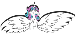 Size: 3304x1620 | Tagged: safe, artist:angellstarcake, derpibooru import, princess flurry heart, heterochromia, older, solo, spread wings