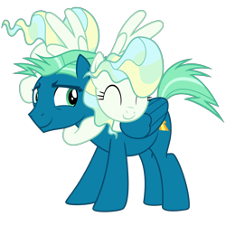 Size: 3000x3000 | Tagged: safe, artist:cheezedoodle96, derpibooru exclusive, derpibooru import, sky stinger, vapor trail, pony, top bolt, .svg available, cute, eyes closed, female, glomp, hug, looking back, male, mare, shipping, simple background, smiling, stingerbetes, straight, svg, transparent background, vaporbetes, vaporsky, vector