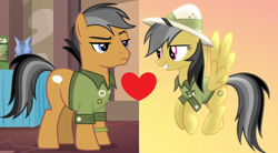 Size: 1598x882 | Tagged: safe, derpibooru import, edit, edited screencap, screencap, daring do, quibble pants, daringpants, female, male, shipping, shipping domino, straight