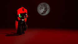 Size: 1920x1080 | Tagged: safe, artist:iownu142, derpibooru import, oc, oc only, oc:iownu142, alicorn, pony, 3d, alicorn oc, best pony, black coat, heterochromia, mare in the moon, moon, red mane, solo, source filmmaker