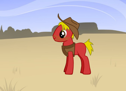 Size: 900x650 | Tagged: safe, artist:generalzoi, artist:icey-wicey-1517, derpibooru import, oc, oc only, oc:longshot, pony creator, clothes, cowboy hat, cowboy vest, hat, solo, stubble, vest