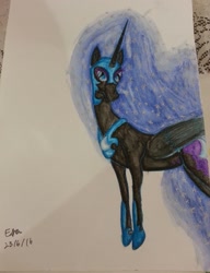 Size: 1958x2554 | Tagged: safe, artist:lizzyisme, derpibooru import, nightmare moon, solo, traditional art