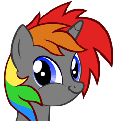 Size: 1140x1182 | Tagged: safe, artist:wellfugzee, derpibooru exclusive, derpibooru import, oc, oc only, oc:krylone, close-up, faic, looking at you, meme, rainbow hair, simple background, smirk, solo, transparent background, twiface, vector, wrong neighborhood