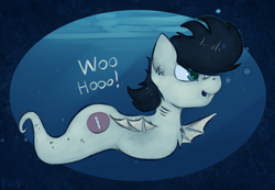 Size: 1935x1341 | Tagged: safe, artist:marsminer, oc, oc only, oc:keith, sea pony, chest fluff, solo, underwater chest fluff