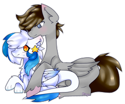 Size: 1512x1261 | Tagged: safe, artist:nyamune, derpibooru import, oc, oc only, oc:digital dusk, oc:star seeker, hippogriff, pony, male, straight