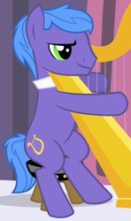 Size: 275x465 | Tagged: safe, derpibooru import, screencap, parish nandermane, pony, the best night ever, background pony, harp, musical instrument, solo