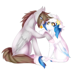 Size: 3800x3600 | Tagged: safe, artist:shiroclaws, derpibooru import, oc, oc only, oc:digital dusk, oc:star seeker, hippogriff, pegasus, pony, male, straight