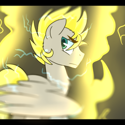 Size: 500x500 | Tagged: safe, artist:prince-lionel, derpibooru import, oc, oc only, oc:digital dusk, pegasus, pony, super saiyan