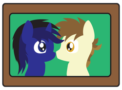 Size: 1976x1457 | Tagged: safe, artist:sketchydesign78, derpibooru import, steamer, oc, oc only, oc:snowmight, boop, bust, couple, duo, eye contact, looking at each other, noseboop, portrait, vector