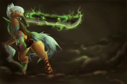 Size: 3000x2000 | Tagged: safe, artist:laweegie, derpibooru import, league of legends, mouth hold, ponified, riven, solo, sword, weapon