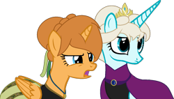 Size: 1221x693 | Tagged: artist needed, safe, derpibooru import, alicorn, pony, anna, clothes, dress, elsa, frozen (movie), jewelry, ponified, regalia