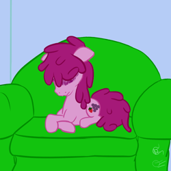 Size: 780x780 | Tagged: safe, artist:gallifreyanequine, derpibooru import, berry punch, berryshine, chair, lying down, sad