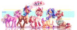 Size: 3085x1200 | Tagged: safe, artist:iponylover, derpibooru import, oc, oc only, deer pony, original species, clothes, cupcake, food, magic